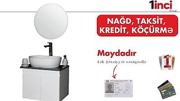 tek guzgu: Mətbəx/vanna otağı üçün moydadır dəsti - Üstə yuvarlaq güzgü - Üst — 1