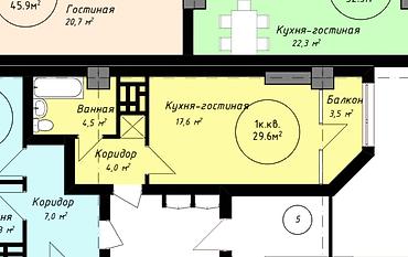 джидда: 1 комната, 30 м², Шлагбаум Элитка, 8 этаж, ПСО (под самоотделку) — 1