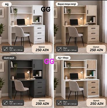 Kompyuter/iş masası – çoxfunksiyalı model - Rəng seçimləri: Ağ, Ağ +