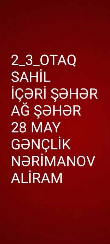 Mənzillərin satışı: Bakı, 2 otaqlı, Köhnə tikili, m. 28 may, 55 kv. m