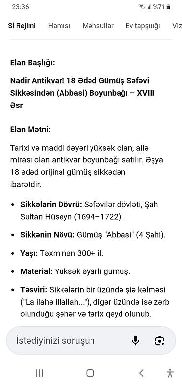 Boyunbağılar: Boyunbağı, Gümüş, 999 Əyar, Ünvandan götürmə — 2