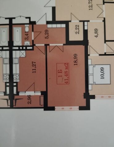 кут фирма: 1 бөлмө, 43 кв. м, Элитка, 9 кабат, ПСО (өзү оңдоп түзөтүп бүтүү үчүн)