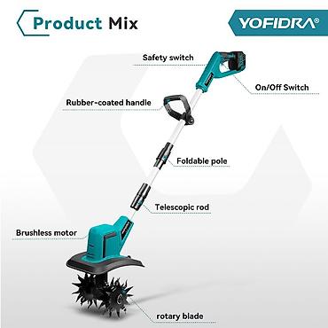 taxıl bicən konbayın: YOFIDRA BL Tiller/Cultivator – akkumulyatorla işləyən oturaq torpaq — 6
