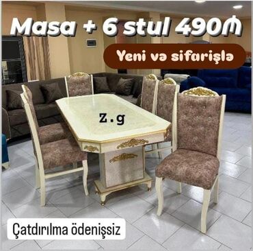 kamp stolu: *💢Masa Dəsti 💢 *Yeni və sifarişlə💢* ◻️Masa + 6 stul 💫490Azn ◻️Masa