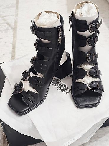 Босоножки, сандалии, шлепанцы: Женские Босоножки-Гладиаторы MAXI на каблуке, чёрные, натуральная — 2