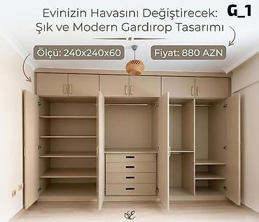 Şık və modern gardırop dizaynı Ölçü: 240 x 240 x 60 sm Qiymət: 880