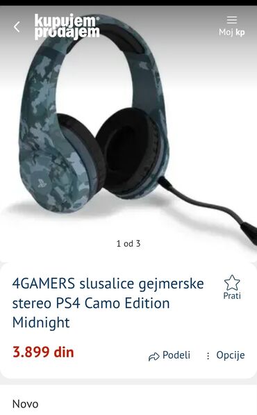 Slušalice: O R I G I N A L ® "SONY PS4 STEREO PROFESIONAL SLUŠALICE,OTPORNE NA — 20