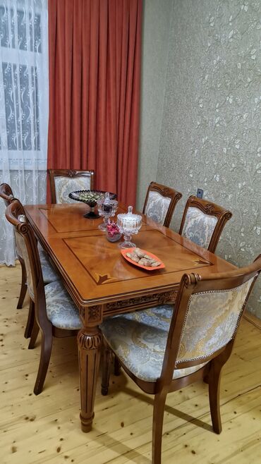 журнальный стол из двигателя: Qonaq otağı üçün, İşlənmiş, Açılan, 6 stul