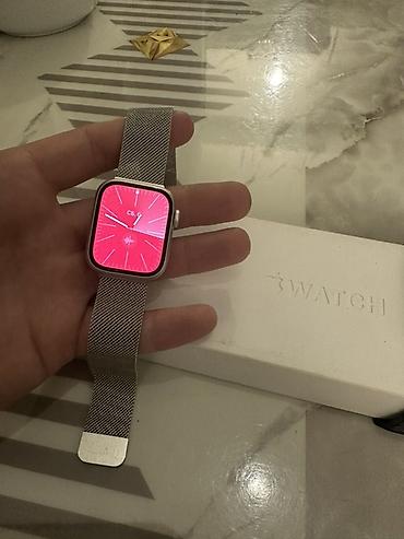 apple whatch 3: Apple Watch seria 9 (41mm) (alüminium gövdə, gümüş rəng) + aksesuarlar — 1