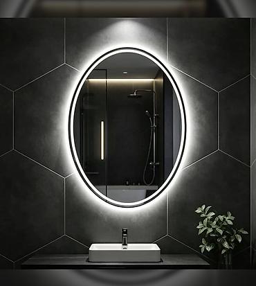 Овальное зеркало с LED‑подсветкой для ванной - Форма: овальное