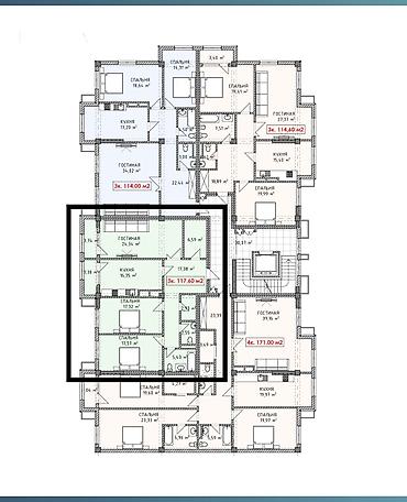 3комн: 3 комнаты, 118 м², АУЦА Элитка, 1 этаж, ПСО (под самоотделку) — 10
