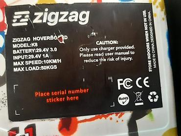 Электротранспорт: Zigzag Hoverboard – Model K8 - Batareya: 29.4V 3.0 - Giriş (adapter) — 1