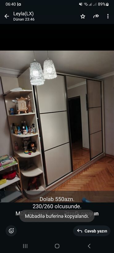 Mətbəx mebeli: Dolab 550azn. 230/260 olcusunde. MDF material unvan Yasamal Qelebe