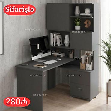 L formalı iş masası və üst modul dəsti - Rəng: tünd boz - Dizayn: L lalafo.az -da L formalı iş masası və üst modul dəsti - Rəng: tünd boz - Dizayn: L