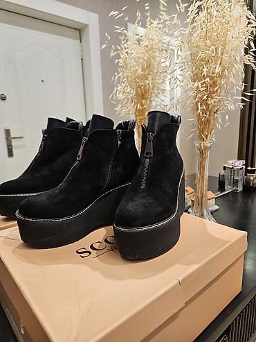 qadın botları: SCORE Vogue qadın platform botları - Rəng: qara - Üst material: süet — 4