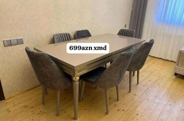 Qonaq otağı üçün, Açılmayan, Dördbucaq masa, 6 stul