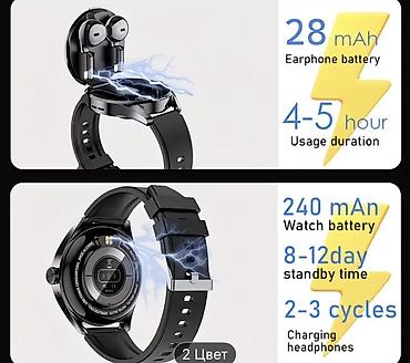 Другие смарт-часы: Умные часы со встроенным кейсом для TWS-наушников Особенности: - — 4