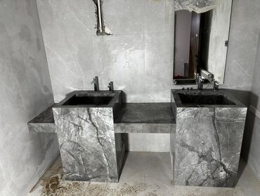 Çanaqlar, tülpanlar: Mərmər effektli inteqrə lavabolar və vanna otağı tezgahları - — 10