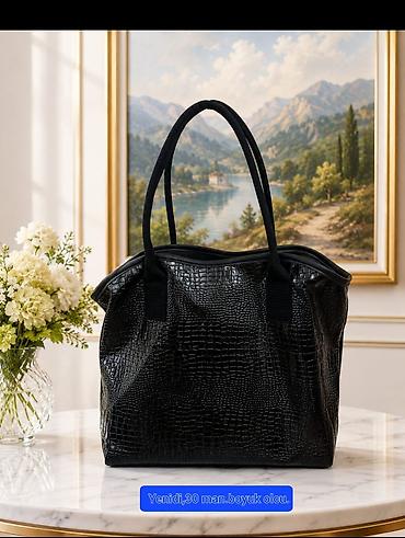 imagination louis vuitton: Qara rəngli, krokodıl teksturalı böyük ölçülü çanta. Zərif parıltılı — 1