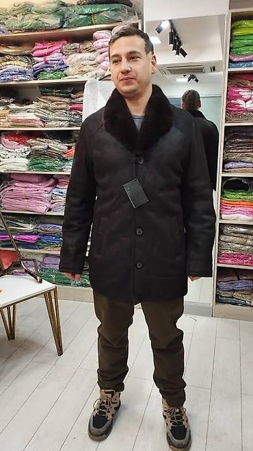 Дубленки: Мужская дублёнка из натуральной овчины - Цвет: глубокий чёрный. - — 1