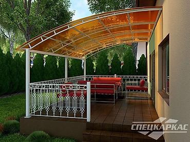 Навесы: Навес, Арочный, Металл, Поликарбонат, Установка — 4