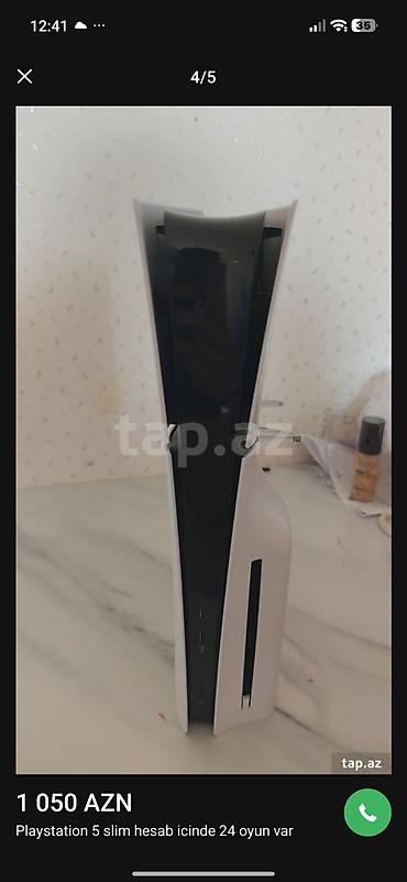 PS5 (Sony PlayStation 5): PlayStation 5 Slim oyun konsolu - Model: PS5 Slim (ağ korpus) - Arxa — 3