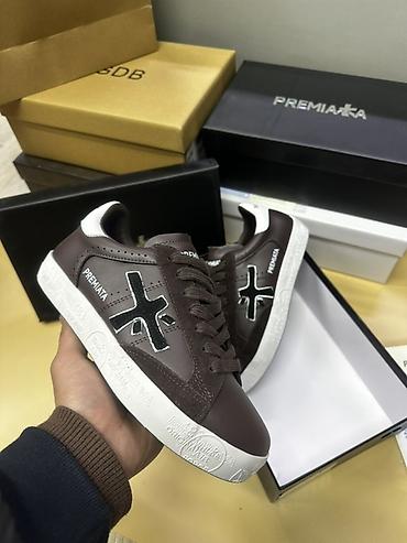 Кроссовки и спортивная обувь: Кроссовки Premiata White Air - Модель: низкие кеды из гладкой белой — 13