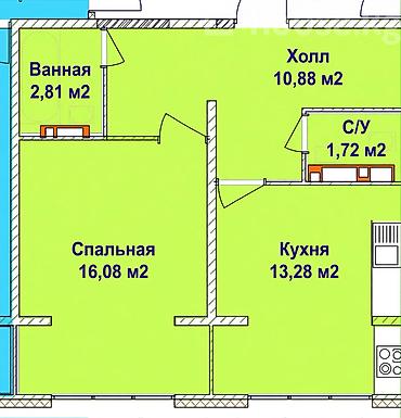 петровка квартира: 2 комнаты, 45 м², Ынтымак ж/м 106 серия улучшенная, 3 этаж, Евроремонт — 2