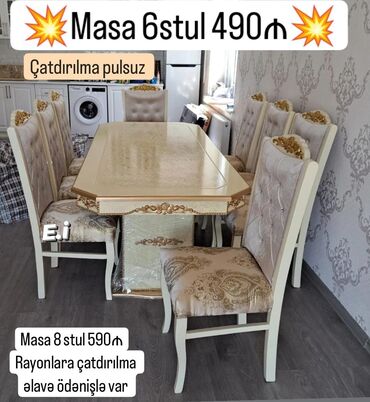 Masa və oturacaq dəstləri: Qonaq otağı üçün, Yeni, Açılmayan, Oval masa, 6 stul -da lalafo.az — 13 Masa və oturacaq dəstləri: Qonaq otağı üçün, Yeni, Açılmayan, Oval masa, 6 stul — 13