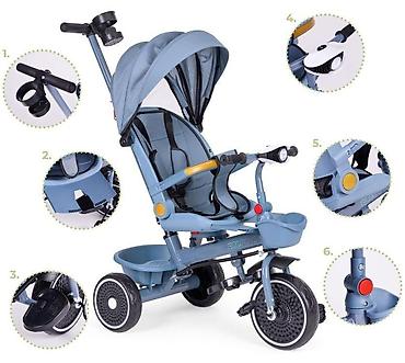 elite ranac: ECOTOYS 2u1 tricikl sa rotirajućim sedištem i sklopivom tendom – Blue — 7