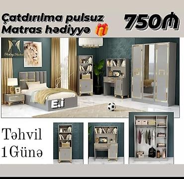 ucuz samavar: Uşaq/yeniyetmə yataq otağı mebel dəsti – müasir dizayn, 3 rəng — 3