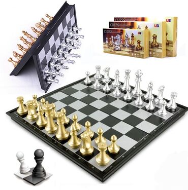 Игрушки: Игры / Магнитные складные шахматы ♟️В комплекте 32 фигурки ♟️Размер