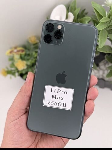 айфон 128: IPhone 11 Pro Max, Колдонулган, 256 ГБ, Matte Midnight Green, Куту, 88 %