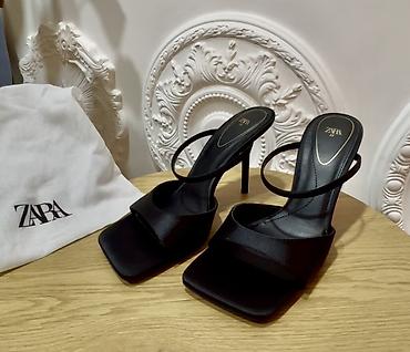 Basanoşka və səndəllər: 38-39 razmer Dəbli qara rəngdə, hündürdaban ZARA mule tipli — 1