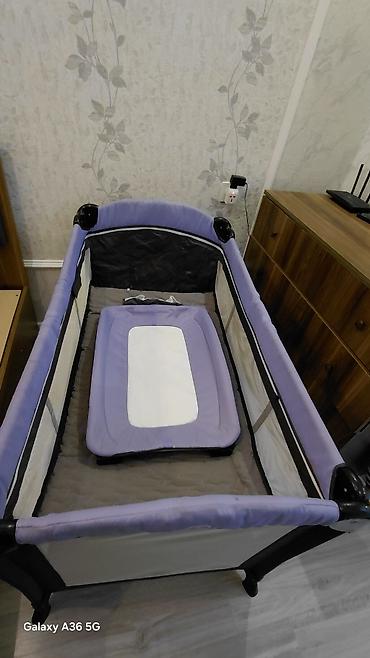 uşaq oyun maneji: Uşaq üçün portativ manez/çarpayı - Rəng: bənövşəyi-qara tonlarda - — 5