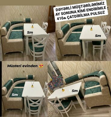 Masa və oturacaq dəstləri: Mətbəx üçün, Yeni, Açılan, Dördbucaq masa, 4 stul — 18