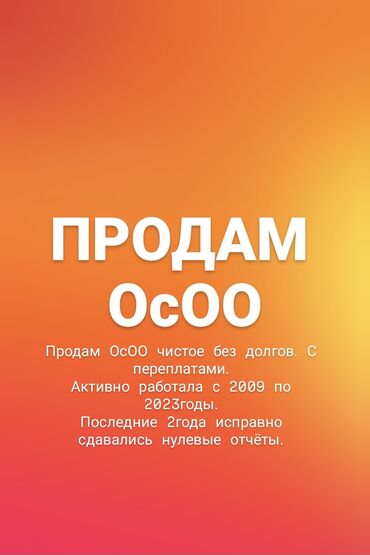 профессиональное написание бизнес планов: Продам ОсОО чистое без долгов. С переплатами. Активно работала с 2009