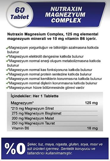 magnesium tablet: Магний Magnesium Məhsul: Nutraxin Vitals Magnesium Complex + Vitamin — 2
