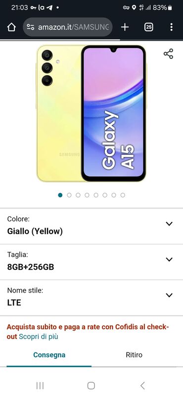 samsung тел: Samsung Galaxy A15, Колдонулган, 256 ГБ, түсү - Сары