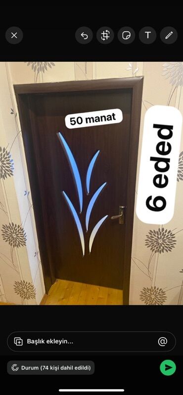 Özü yapışan divar kağızları: Unvan Hezi Aslanov bir ededi 50 azn Mebel interyer qapıları – 6 ədəd
