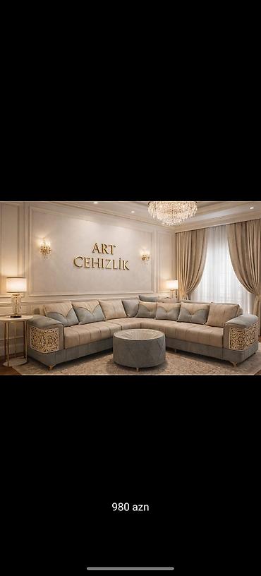 Sifarişlə divan dəstləri: Luks dizaynlı künc divan dəsti - Klassik və modern interyerlərə — 8