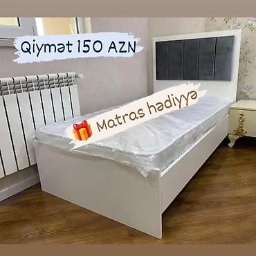 iwlenmiw mebeller: Tək nəfərlik çarpayı – modern dizaynlı, ağ rəngdə korpus. Yataq — 1