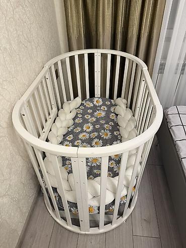sederek mebel: Oval formalı uşaq beşiyi oval konstruksiya; kompakt ölçü sayəsində — 6