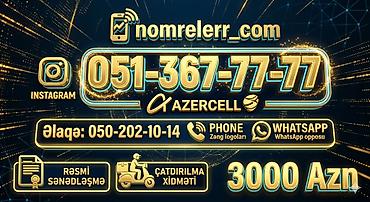 operatör: Eksklüziv mobil nömrə – Azercell Nömrə: 051-367-77-77 Xüsusiyyətlər — 2