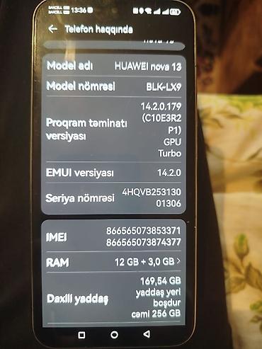 nokia yeni model: Huawei nova 13, 256 GB, rəng - Ağ, Zəmanət, Sensor, Barmaq izi — 3