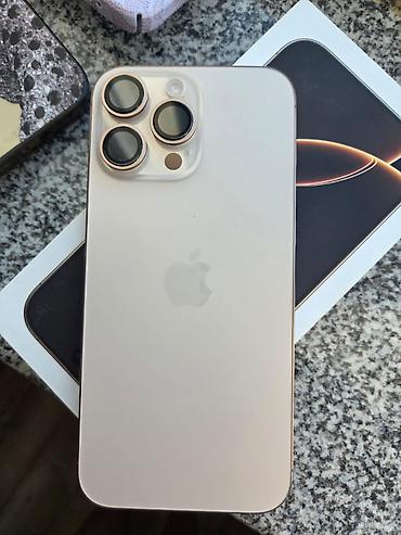 Техника и электроника: IPhone 16 Pro Max, Б/у, 256 ГБ, Золотой, Зарядное устройство, Чехол, Кабель, 91 % — 2