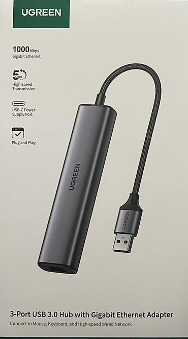 internet data: Orjinal UGREEN 3-Port USB 3.0 Hub + Gigabit Ethernet Adapter — 2