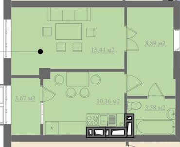 Продажа квартир: 1 комната, 42 м², Элитка, 6 этаж, ПСО (под самоотделку)