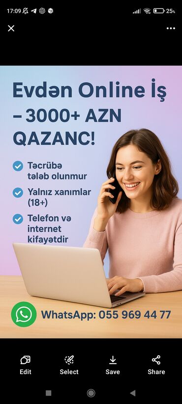 Ev personalı və təmizlik: Marketoloq tələb olunur, Onlayn iş, 46 yaşdan yuxarı, Təcrübəsiz