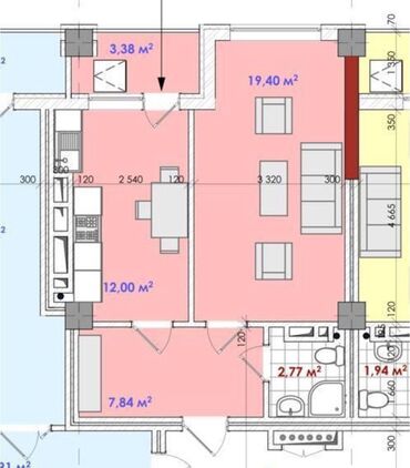 1 комнатная квартира псо: 1 бөлмө, 45 кв. м, Элитка, ПСО (өзү оңдоп түзөтүп бүтүү үчүн)